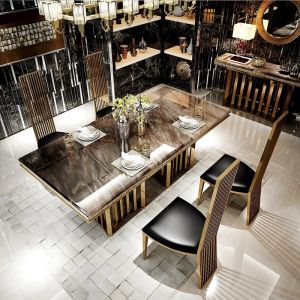 Luxury 8 Seater Marbel Dinning Table With Stainless Steel Base