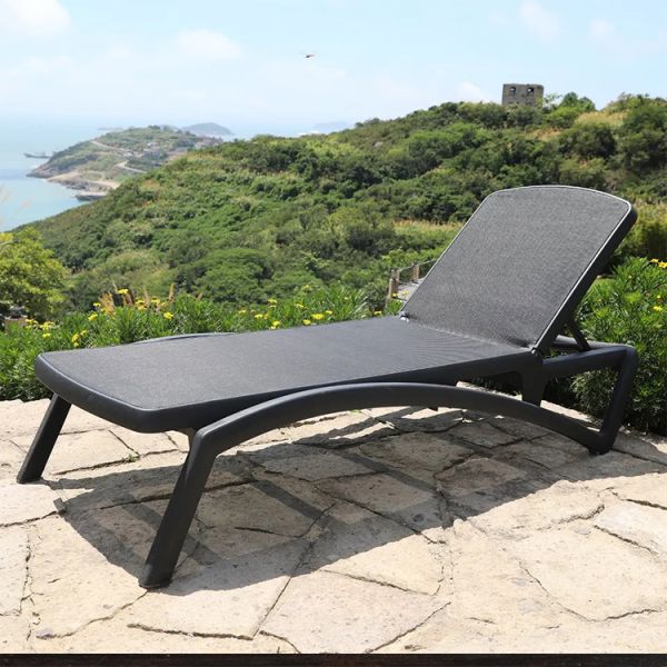 Outdoor Garden Plastic Teslin Stackable Chaise Sun Lounger Chair for Hotel Beach Patio