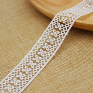 3.5cm Polyester White Embroidered Lace Trim For Garment
