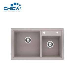 Quality Double Bowl Granite Kitchen Sink Topmount Quartz Granite Stone Composite Sink for House Kitchen for sale