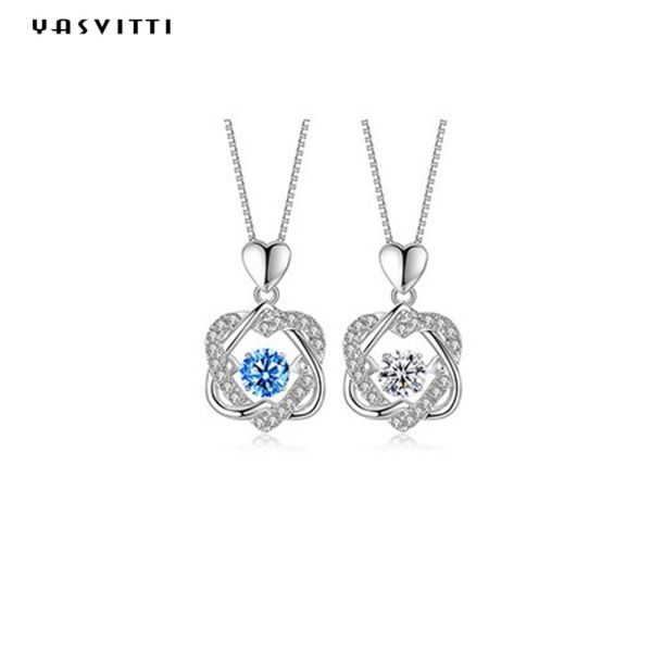Buy 1.2x2cm 2.2g Sterling Silver Jewelry Necklaces S925 Heart Six Pointed Star Necklace at wholesale prices