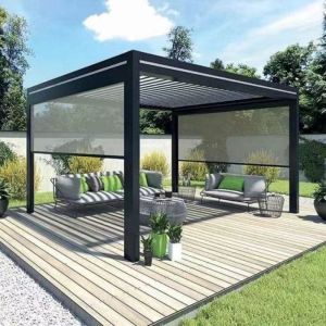 Aluminum Louvered Pergola Metal Pergola With Retractable Roof Louvered Pergola