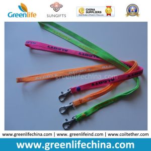 Non-breakaway polyester lanyard with steel lobster claw hook in custom colors