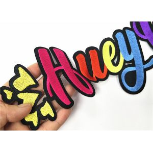 Vivid Clear Clothing Embroidery Patches High Density Thread Edge Smooth