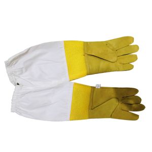 Yellow safety gloves for beekeeping With White Ventilated Wrist