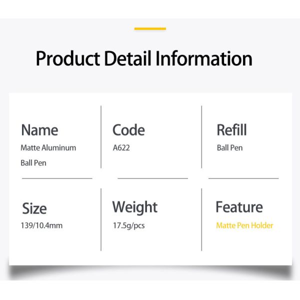 Luxury Matte Aluminum Barrel Ball Pen Press Type Ballpoint Pen