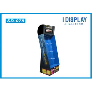 Blue Cardboard Hook Display Four Sides For Mobile Phone Accessories