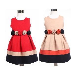 Cotton Childrens Clothes , Winter Long Sleeve Girls One Piece Dress