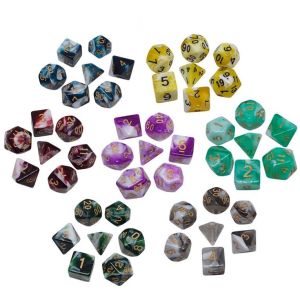 Blue Marble Natural Resin RPG Dice Character Plays Hand Made