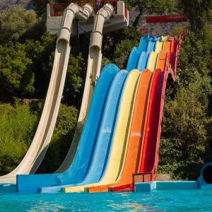 Childrens Trumpet Water Slide Fibreglass Swimming Pool Slide For 5 - 8 Passenger