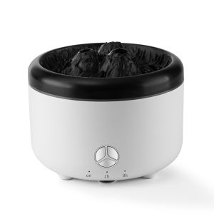 12W Black White Color 3D Flame 2.0 Ultrasonic Volcano Aroma Diffuser Humidifier