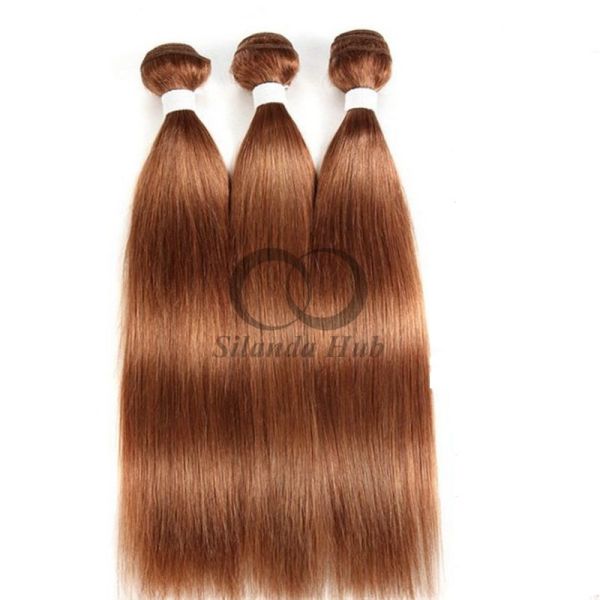 #30 Medium Auburn Straight Remy Human Hair Bundles Sew In Weave Bundles Brazilian Bundle Deals