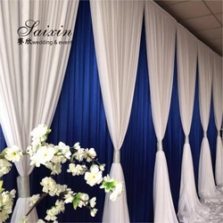 Hot sale wedding backdrop double drape red curtains cross valance