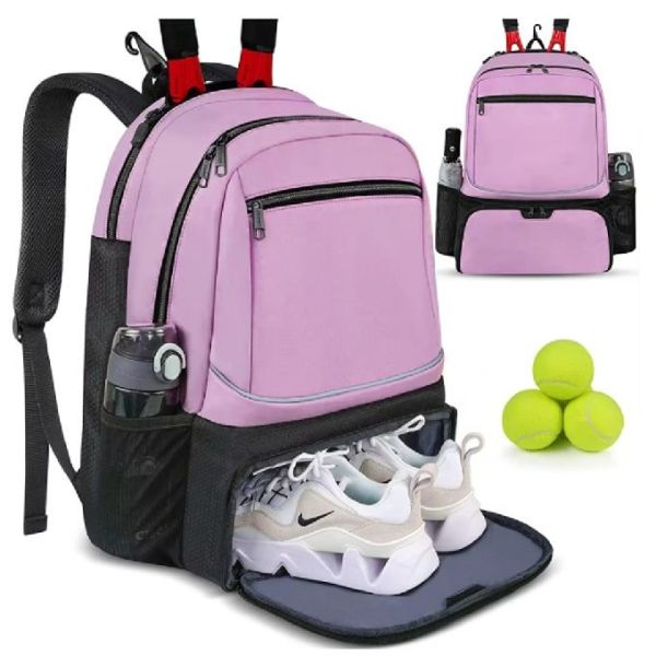 Buy Custom Tennis Backpack For 2 Rackets With Separate Shoe Space To Hold Badminton Squash Racquets at wholesale prices