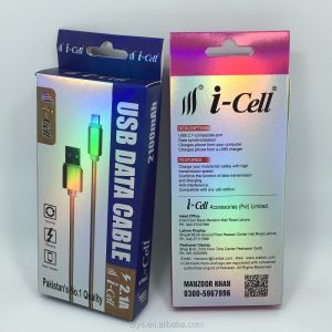 Quality Custom Design Gold Foil Paper USB Charger Cable Box Packaging with Printing Handling for sale