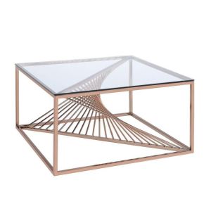 Metal Geometric Frame Coffee Table Console Table with Stainless Steel Base