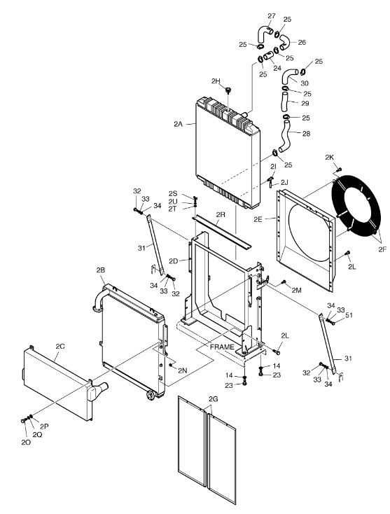 13G1-2000 Hydraulic Oil Cooler DOOSAN Excavator Spare Parts For SOLAR 255LC-V