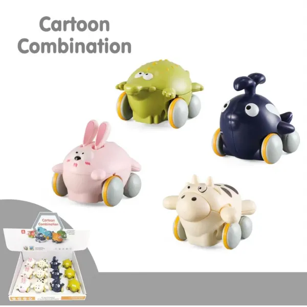 Wholesale Baby Grab Toys Education Rattle Roll Car Cartoon Children′s Toys Baby Toys Inertia Animal Car