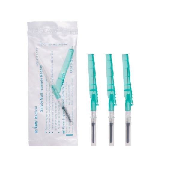 Buy Blue Safety Blood Collection Needle 21G 3/4 Inch With Flashback Chamber at wholesale prices