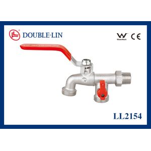China Washing Machine 1/2 Brass Bibcocks With Flating Lever Handle And PTFE Seat Double O-ring Stem Type on sale