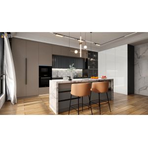 Traditional Design Waterproof Kitchen Cabinets with Radius Beveled Edge