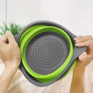 Lightweight Round Space Saving Silicone Colander Strainer