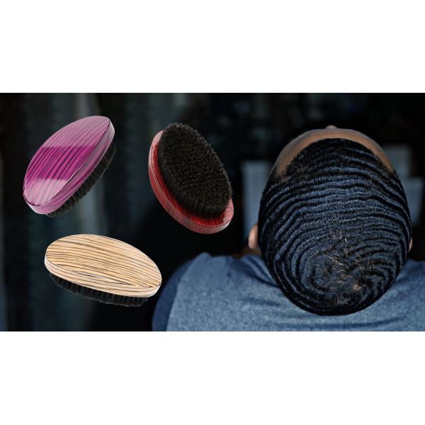 Oval 360 Curved Wave Brush For Men Hair Soft Medium Hard Boar Bristle PU Paint