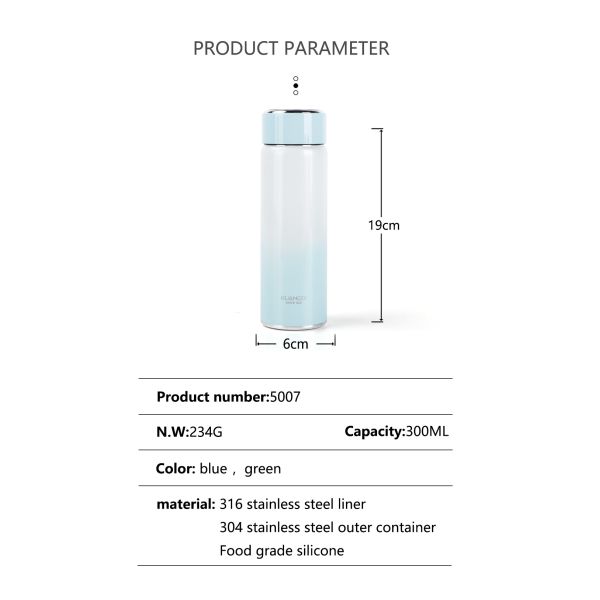 High Quality Stainless Steel Compact Convenient and Long Term Heat Preservation Intelligent Temperature Display Cup
