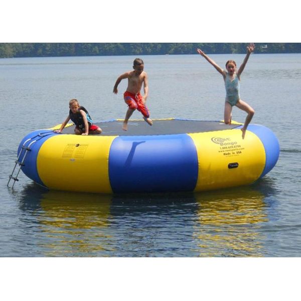 Buy 4m bule and yellow water trampoline, inflatable water games trampoline at wholesale prices