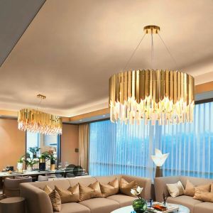 4000K 5000K Large Luxury Gold Modern Crystal Chandelier High Translucent