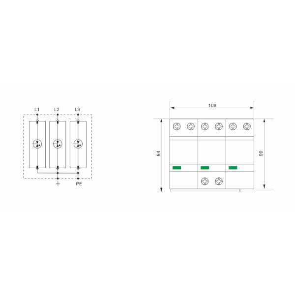 10/350μs Type 1 Power Surge Arrester 50KA Lightning Protection Device Plastic