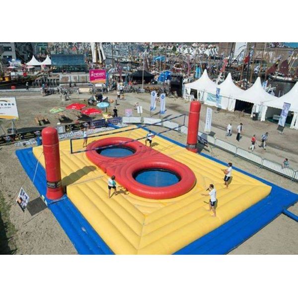 Beach Inflatable Volleyball Court For Rental / Jumping Trampoline Inflatable