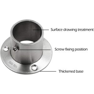 Stainless Steel Closet Rod Flange Set Socket Die Casting Wardrobe Shower Curtain