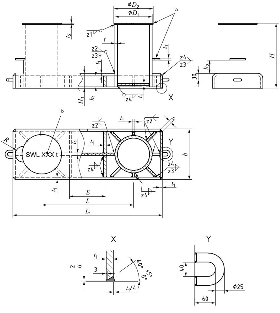 ISO 13795 Type B Welded Steel Bollards With Wide Base Plat Ship Towing Equipment