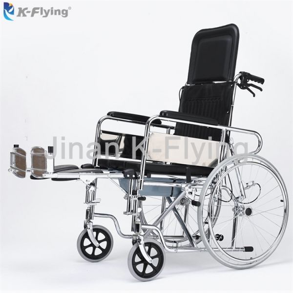 Chrome Steel Adults Folding Manual Wheelchair Double Brakes System