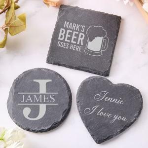 Quality Slate Stone Drink Coasters Black Natural Edge Slate Stone Plate For Bar And Home for sale