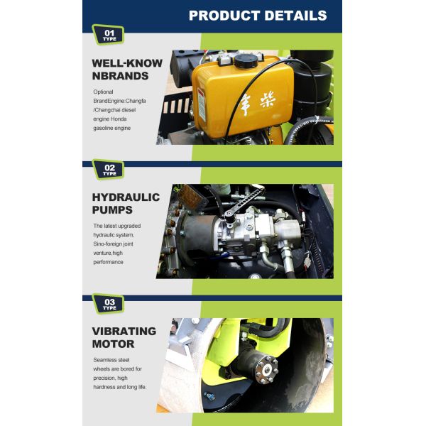 Hot Sale Vibratory Road Roller with EPA Engine CE Certified 1 Ton Road Roller Asphalt Roller