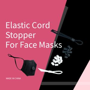 Face Masks Round Flat Shape & & Black Silicone Spiral 6mm Elastic Cord Stopper