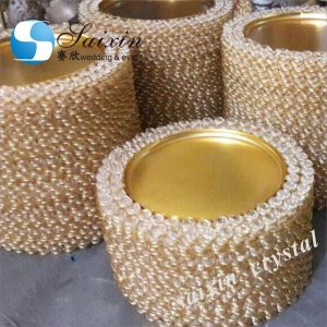 Glass Gold Beaded Charger Plates Wedding Crystal 12 Inch