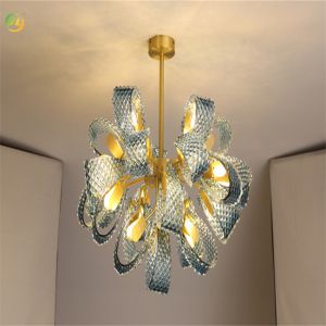 Blue Finish LED Lightsource end Art Shiny Light Luxury Modern Design Glass