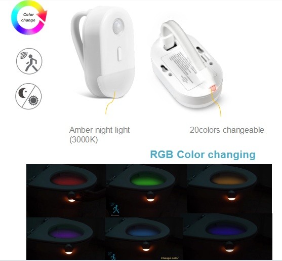 Buy IP65 5m Battery Operated Night Lights RGB Motion Sensor Toilet Seat Night Light at wholesale prices