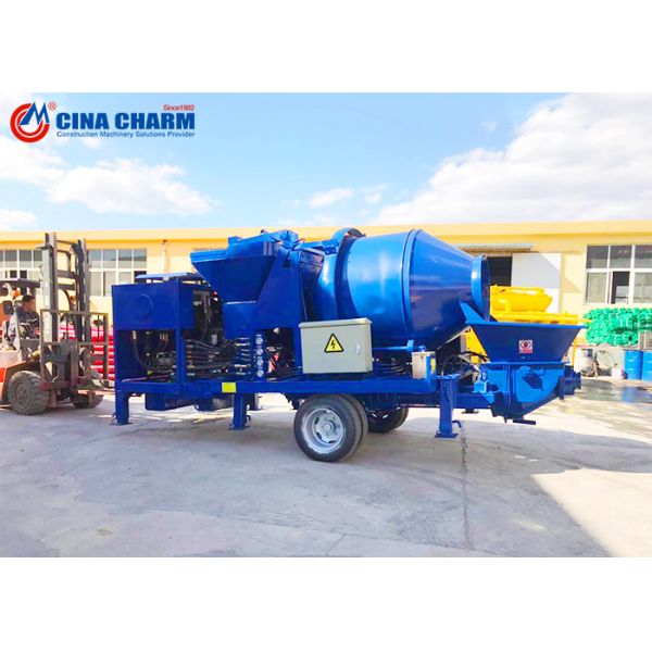 Diesel Type Mobile Concrete Pump , Cement Mixer Pump 30m3 Per Hour