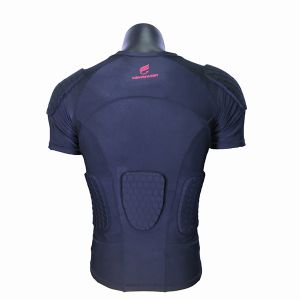 Plain Black Youth Padded Compression Shirts / Football Compression Shirt Lycra