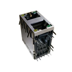 Quality ARJM21A1-A12-AA-EW2 2x1 Ethernet Stacked Rj45 Jack With 10/100 Base-T for sale