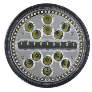 China Union Jack style 7 Inch Round Led Headlight For Wrangler JK headlamp driving headlights Halo White DRL(6W) & Yellow Turn on sale