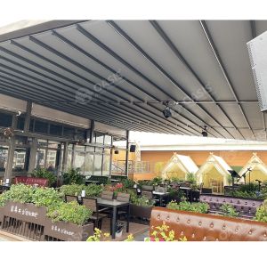 Quality Aluminium Gazebo With Retractable Roof Strip Lights , Electric Retractable Pergola for sale