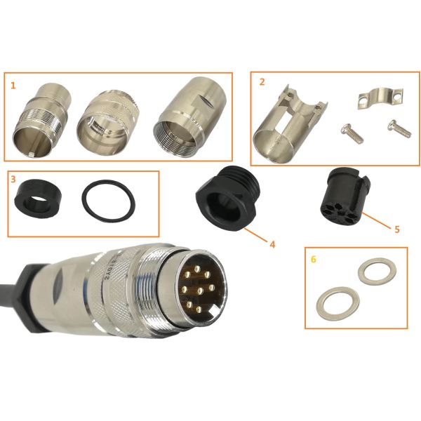 AISG C485 Male End 8 Pins M16 Waterproof Connector / Free Connector Assembly