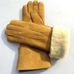 China Latest technology sheepskin yellow leather gloves on sale