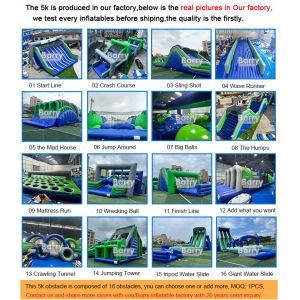 Commercial Grade Insane Inflatable 5k Inflatable Obstacle Course Extreme Game