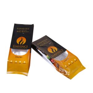 Block Bottom Coffee Plastic Packaging Pouch With Printing